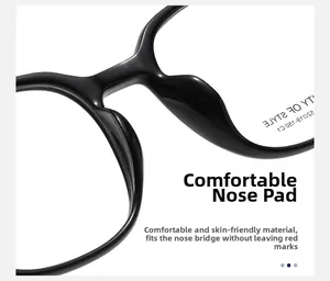 Close-up of integrated nose pads on black square optical frames for comfort