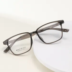 Translucent grey oversized square glasses frame AT68600 in minimalist vintage style
