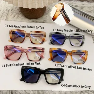 Occhiali gatto quadrati alla moda con lenti fotocromatiche e filtro luce blu