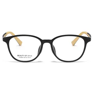 Modern square frame optical glasses for women in black and yellow acetate finish
