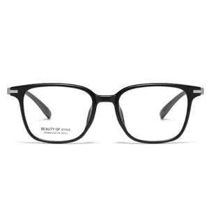Chic black square optical glasses with silver metal accents and clear lenses for daily style
