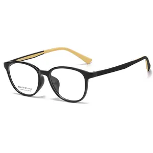 Modern square frame eyeglasses in black and yellow finish for women optical wear