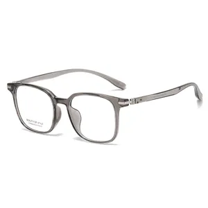 Classic square grey translucent optical glasses frame for women in a stylish 45-degree view