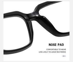 Macro detail of high-quality integrated nose pads for comfortable square black eyewear