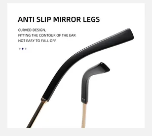Detail of ergonomic anti-slip temple tips for square sunglasses ensuring secure fit