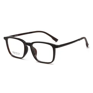 Classic square dark brown eyeglasses frame for women with a vintage minimalist style