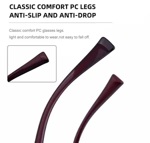 Close-up of deep red anti-slip temple tips for cat-eye sunglasses with ergonomic texture
