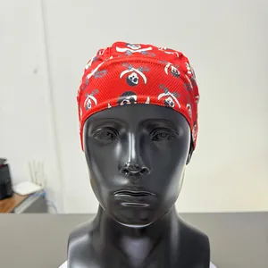 Bandana da ciclismo rossa traspirante con stampa teschio per sport all'aria aperta