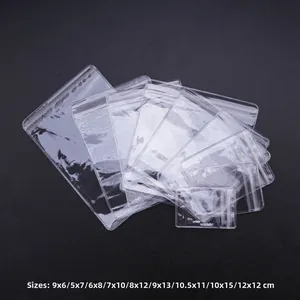 Detailed view of various sizes of thickened clear PE holographic storage bags with seals
