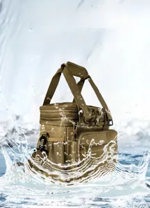 Waterproof tactical khaki picnic bag with high-density nylon fabric and MOLLE system