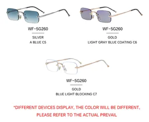 Múltiples opciones de color para gafas de sol rectangulares sin montura con metal