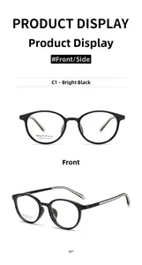 Detail view of oval full-rim black optical frame KT62606 with inner temple stripes