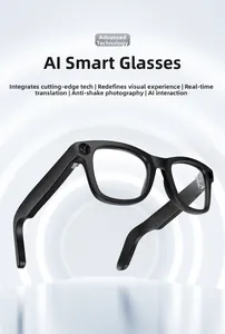 Primer plano de la lente de cámara IA y la montura de estas gafas inteligentes