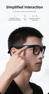 Primer plano de los controles táctiles en la patilla de las gafas inteligentes para audio
