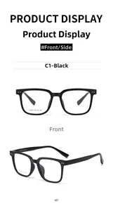 Detailansichten der schwarzen quadratischen Brille mit Modellnummer J10007 und Scharnier