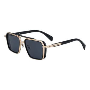 Vintage Square Sunglasses For Men Retro Punk Style Metal Frame UV400 Driving Sunglasses Fashion Outdoor Casual Eyewear