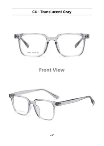 Detailansicht der transparent grauen eckigen Brille mit Größenangabe 54-19-152
