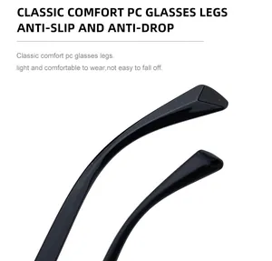 Close-up of ergonomic black glossy sunglasses temples with anti-slip curved design