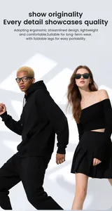 Gafas inteligentes IA ergonómicas con monturas negras usadas por modelos en estudio