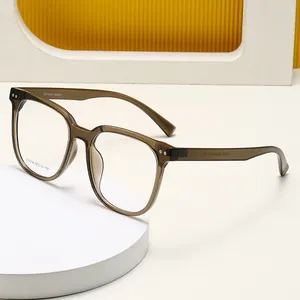 Montatura occhiali quadrata marrone alla moda con lenti trasparenti retrò da uomo