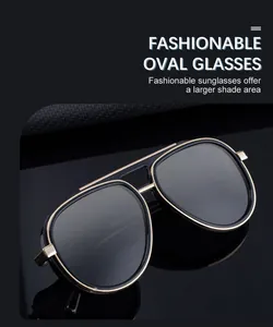 Detailansicht der Pilotensonnenbrille mit schwarzem Rahmen und goldenem Doppelsteg-Design