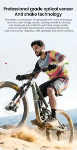 Detalle de gafas inteligentes 4K con estabilización IA y HDR para grabación de ciclismo