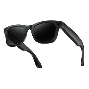Gafas inteligentes AI en negro mate con doble cámara para grabación HD y funciones AI