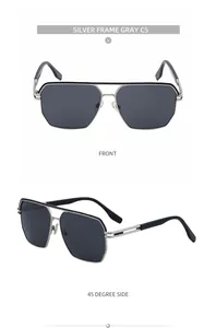 Detailansicht der silbernen Metallbrille mit Doppelsteg und grauen Gläsern von vorne