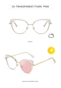 Gafas cat eye montura C6 con lentes fotocromáticas de transparente a rosa claro