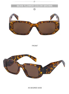 Vue détaillée des lunettes de soleil carrées en écailles avec branches larges