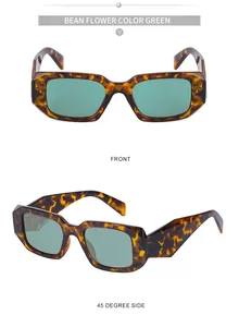 Vues de face et de profil à 45 degrés de lunettes écaillées aux verres verts