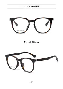Vues détaillées de face et de côté de la monture optique carrée en écaille J10015