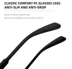 Dettaglio macro delle aste per occhiali nere in PC con trama antiscivolo comoda