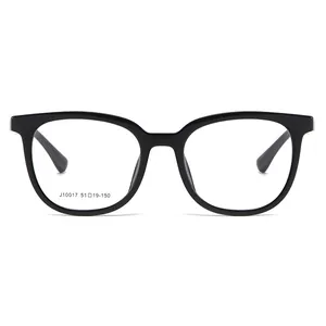 Monture de lunettes optiques noires classiques pour hommes modèle J10017 brillante