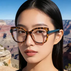Fashion Women Cat Eye Optical Glasses Frame TR90 Metal Anti Blue Light Photochromic Eyeglasses Trendy Clear Lens Eyewear