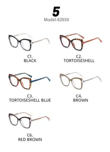 Detailed comparison of cat-eye eyewear frames in black, tortoiseshell, and brown colors