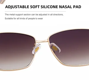 Gros plan sur les plaquettes de nez réglables des lunettes de soleil œil de chat