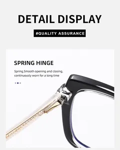 Detail of the durable spring hinge mechanism on black cat-eye optical glasses