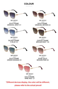 Vue détaillée montrant sept variantes de lunettes de soleil œil-de-chat avec monture métallique