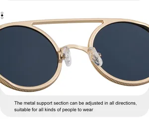 Détail macro du double pont en métal et des plaquettes de nez en silicone de la lunette