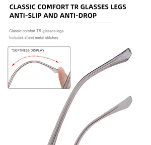 Macro detail of ultra-flexible TR90 glasses temples with reinforced metal core structure