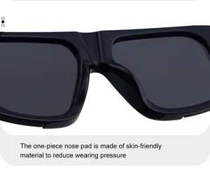 Macro shot of comfortable one-piece nose pads on black square fashion sunglasses