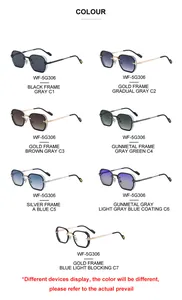 Multiple color variations of retro punk square sunglasses with metallic frames