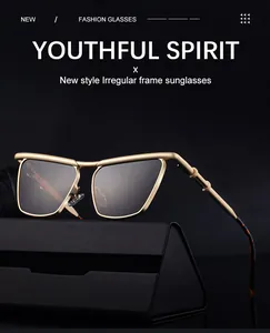 Detail of irregular gold metal frames with bamboo-style temples on a black case