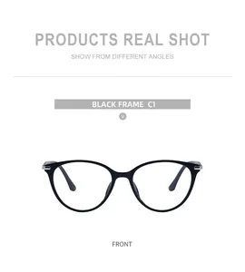 Front view of stylish black TR90 cat-eye optical glasses frames for women