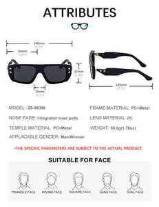 Size guide for square sunglasses showing lens width 50mm and 146mm total frame width