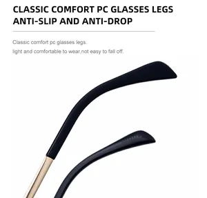 Détail des embouts de branches antidérapants pour lunettes de soleil carrées en PC noir