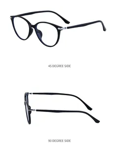 Detailed side views of cat-eye TR90 glasses frames with silver metal hinge accents