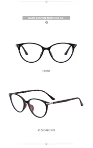 Front and side view of dark brown tortoise cat-eye TR90 optical frames with silver accents