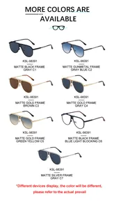 Matrix display of vintage aviator sunglasses in seven lens colors with dual-bridge metal frames